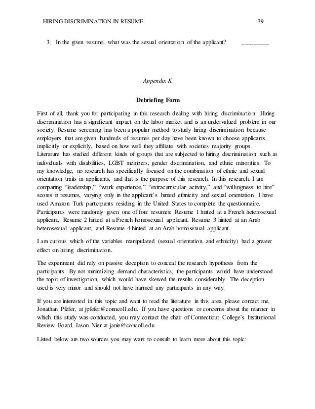 ______ 39 hiring discrimination in resume
