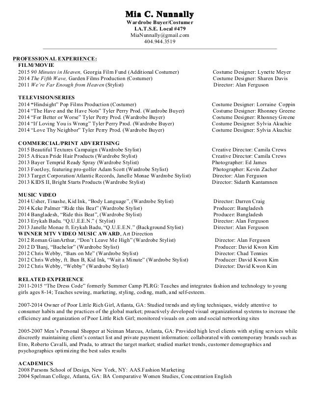 Film Television Resume