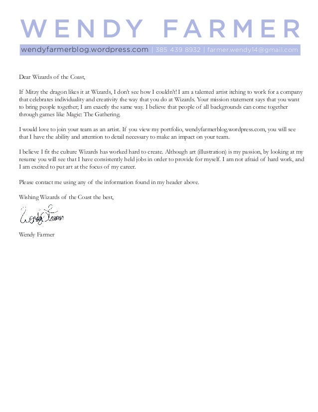 wendy farmer cover letter dont believe in cover letters