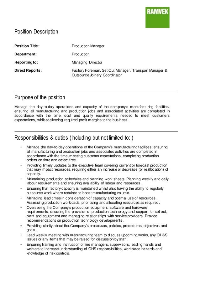 pd production manager jun16 v 2 manufacturing manager job description sample