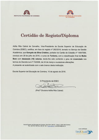 Registo de Diploma - Gonçalo Cristino