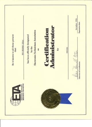 ETA 1992 Certification Administrator