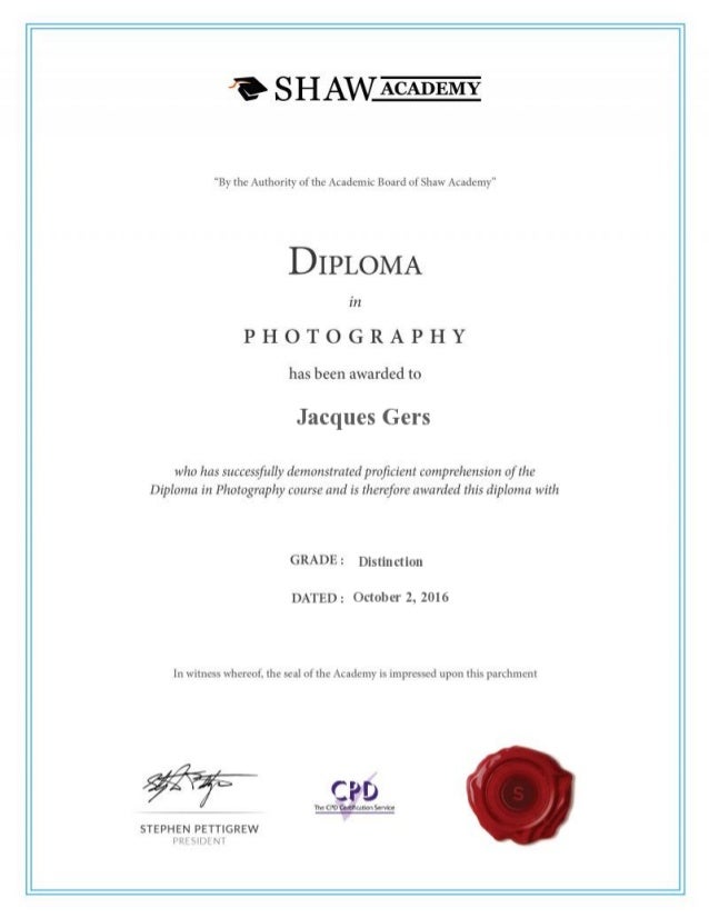 Shaw Academy Photography Diploma 2016