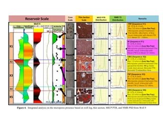 Figure 6: Integrated analysis on the micropores presence based on well log, thin section, MICP PTR, and NMR PSD from Well 9
 