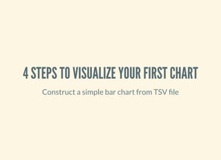 4 STEPS TO VISUALIZE YOUR FIRST CHART
Construct a simple bar chart from TSV le
 