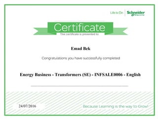 Emad Bek
Energy Business - Transformers (SE) - INFSALE0006 - English
24/07/2016
 
