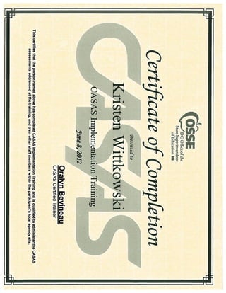 CASAS Training Certificate 2012
