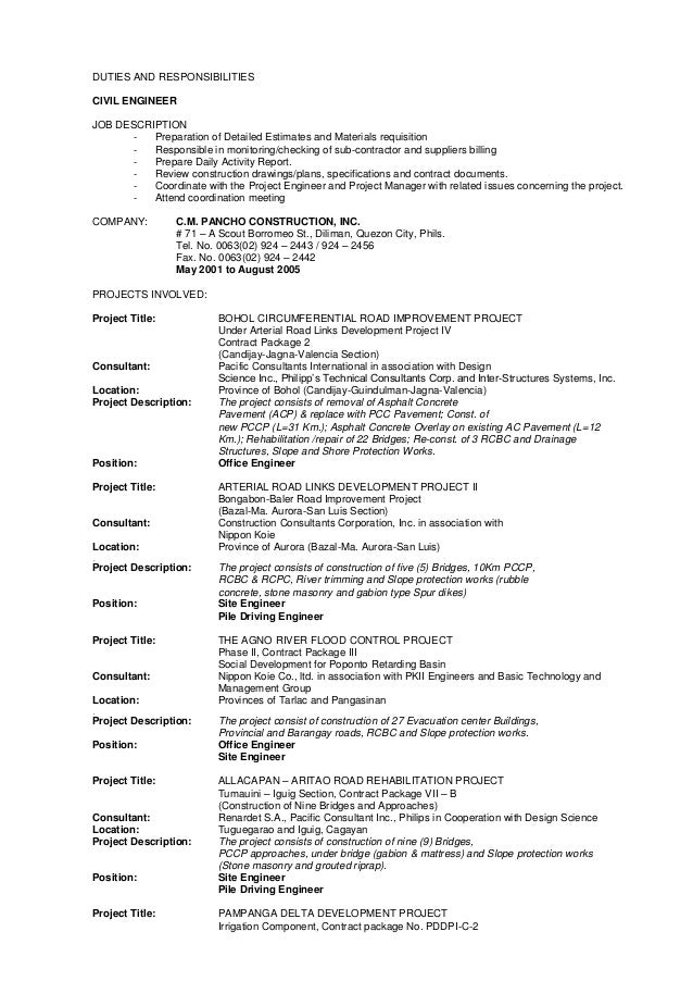 duties of a civil engineer