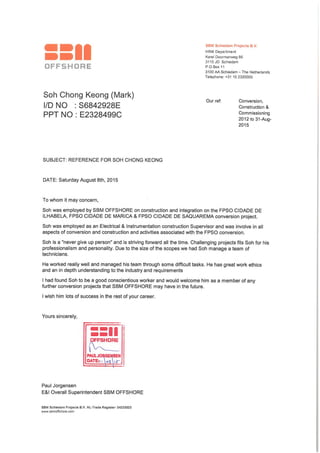 Reference letter from SBM Mr. Paul Jorgensen