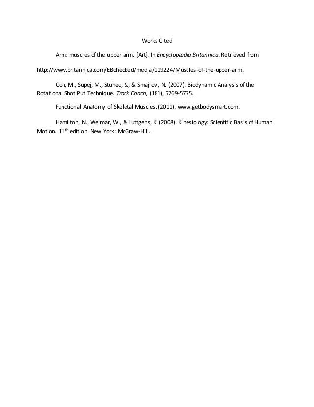 exercise analysis works cited exercise