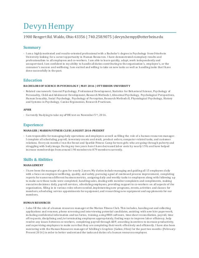Devyn Hempy Resume Updated Devyn Hempy Resume Updated