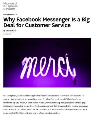 Why Facebook Messenger Is a Big Deal for Customer Service