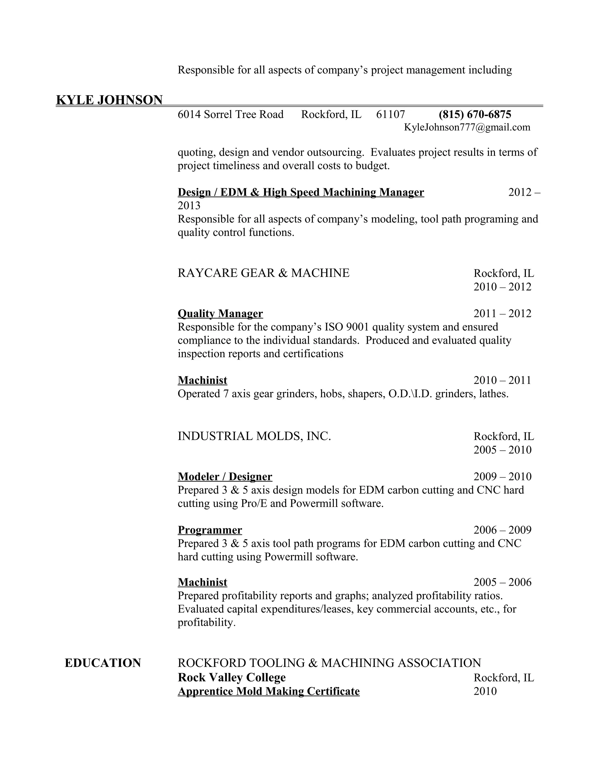 Resume Kyle Johnson 15 | DOC