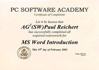 PC Software Academy MS Word Introduction