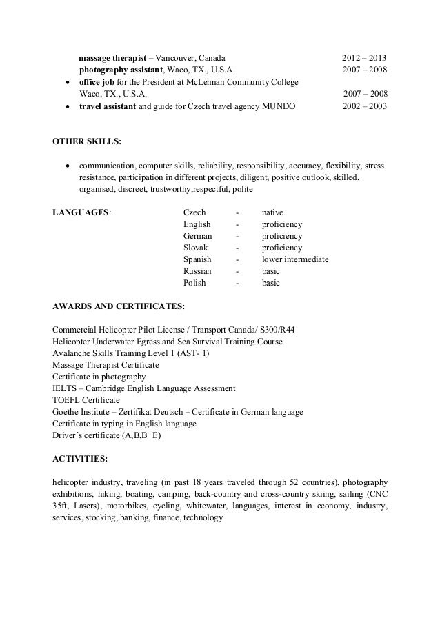 helicopter pilot resume basic computer skills resume