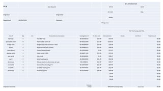 PR # Date Required
BPA INFORMATION
BPA #: Call #
Del. Date Dept.
Originator Origin Date
Vendor
Department RECREATION Extension
PA Signature
For Purchasing Use Only
Item # Qty Unit Product/Service Description Catalog/Stock # Per Item Cost Estimated Cost Vendor Unit Price Total Amount
ball tray 5 Pool Ball Tray BS-NA240/10 $10.99 $54.95 $0.00
pool table cover 8 Plastic table covers 8" BS-NA221XXX $12.99 $103.92 $0.00
bridge stick 2 Bridge stick with aluminum head BS-NAQBRIDX $19.99 $39.98 $0.00
8 balls 2 Replacement balls (8 balls) BS-NA8BALLX $24.49 $48.98 $0.00
chess board 3 Chess/Checker Board BS-2205XXXX $3.89 $11.67 $0.00
playing cards 1 Poker cards 1 DZN BS-NAPC-1XX $23.99 $23.99 $0.00
uno cards 3 Uno cards BS-4036XXXX $9.49 $28.47 $0.00
sorry 2 Sorry board game BS-4042XXXX $31.49 $62.98 $0.00
dominoes 3 Deluxe double six dominoes w/ case BS-1238211 $11.99 $35.97 $0.00
connect 4 4 Connect four board game BS-4071XXXX $21.99 $87.96 $0.00
scrabble 2 Scrabble board game BS-4044XXXX $26.49 $52.98 $0.00
pictionary 2 Pictionary game BS-4125XXXX $45.49 $90.98 $0.00
$0.00 $0.00
$0.00 $0.00
$0.00 $0.00
Originator Comments
Estimate
d Total $642.83Purchasing Notes Actual Total $0.00
 