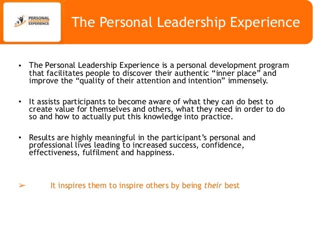 the personal leadership experience sum en leadership experience