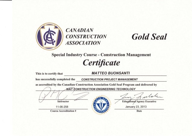 Nait Gold Seal Cerificate