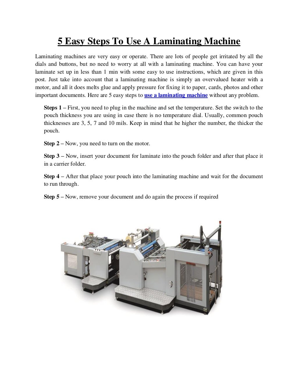 5 easy steps to use a laminating machine