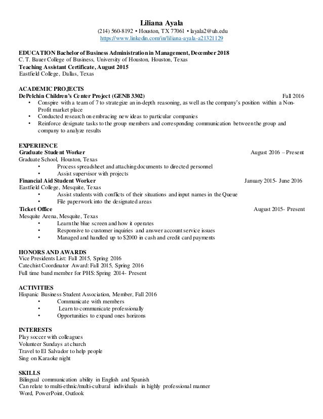 Uh Bauer Resume Template Uh Bauer Resume Template