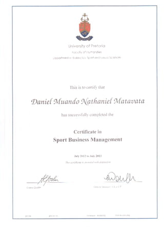 Certificate in Sport Business Management