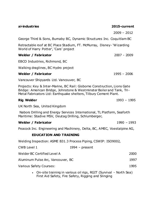 Rig welder resume - Hospi.noiseworks.co