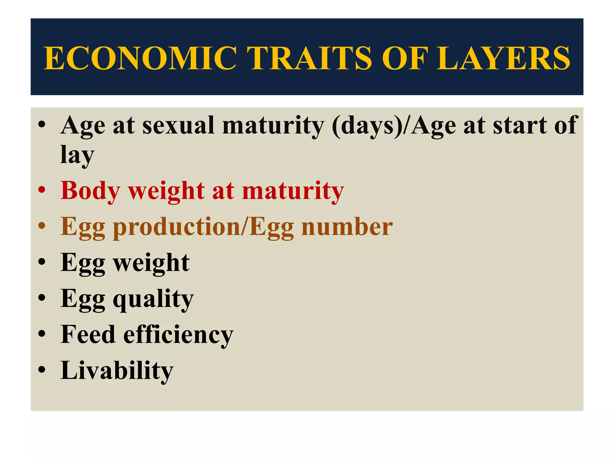 Economic traits of Broilers and layers | PPTX