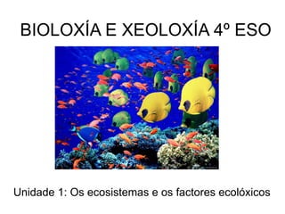 BIOLOXÍA E XEOLOXÍA 4º ESO
Unidade 1: Os ecosistemas e os factores ecolóxicos
 