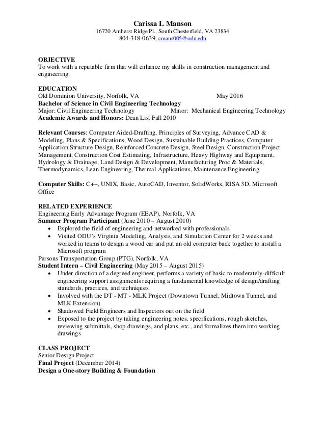 Carissa Manson Res!   ume - 