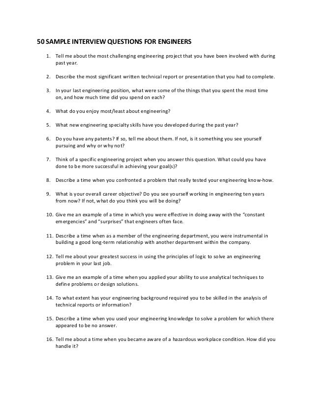 50 sample interview questions for engineers interview analytical questions