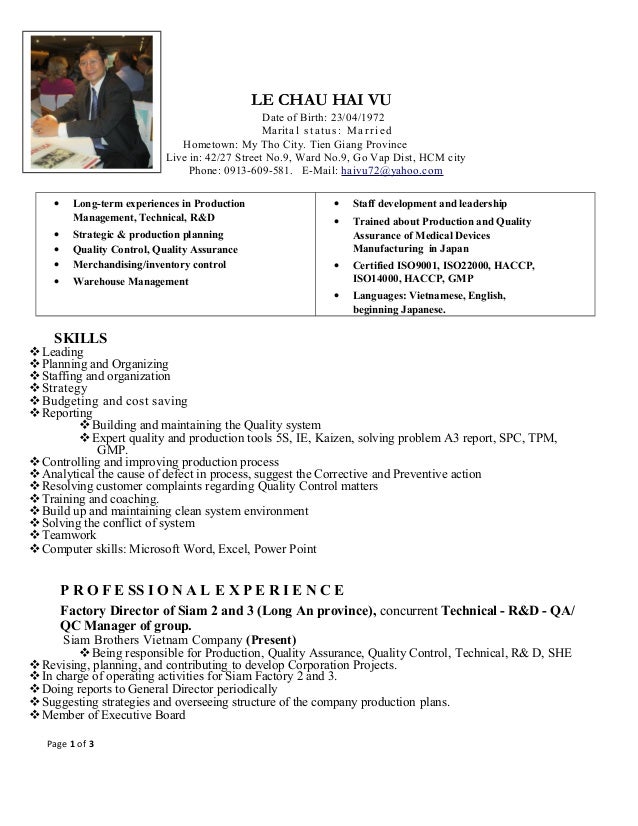 resume production manager