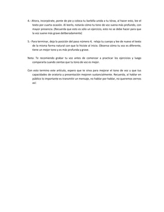 5 ejercicios para mejorar el tono de voz | PDF