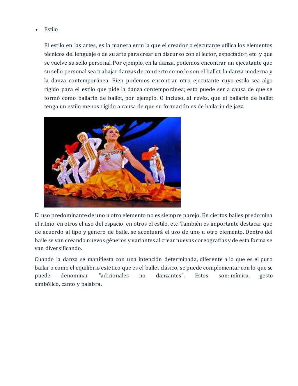 5 elementos de la danza