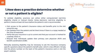 01
Gain access to the patient’s insurance status and benefits prior to the visit
using this way.
Get updates from the pati...
