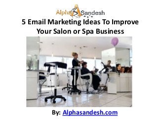 5 Email Marketing Ideas To Improve
    Your Salon or Spa Business




        By: Alphasandesh.com
 