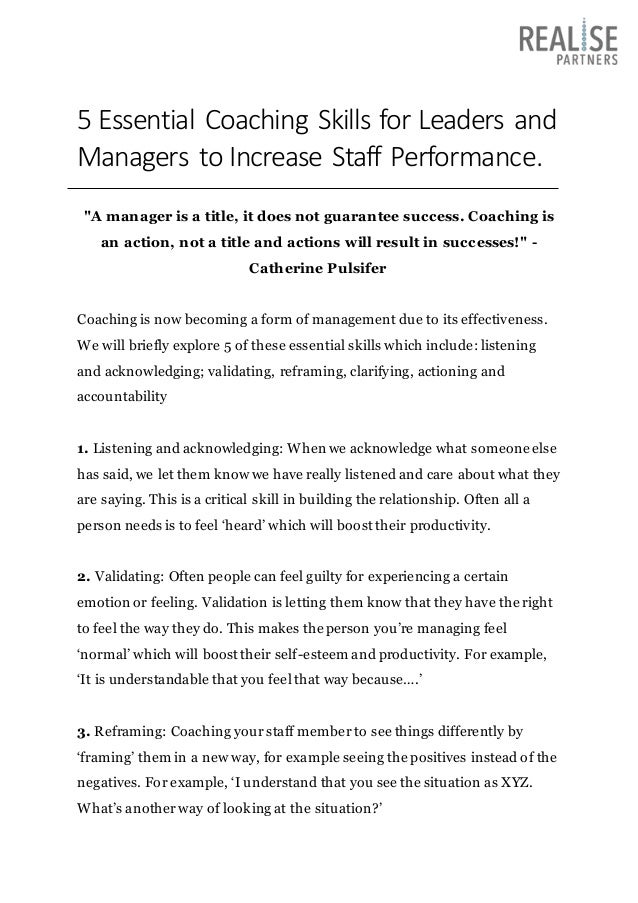 5 Essential Coaching Skills for Leaders and Managers to Increase Staff ...