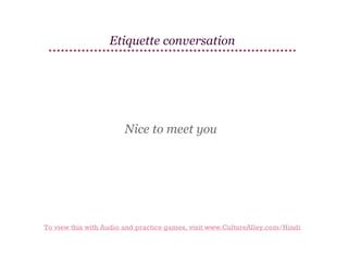 Basic Hindi | Lesson 5 | Etiquette conversation | PDF