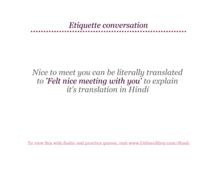 Basic Hindi | Lesson 5 | Etiquette conversation | PDF