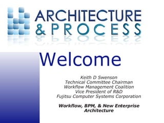 Keith D Swenson Technical Committee Chairman Workflow Management Coalition Vice President of R&D Fujitsu Computer Systems Corporation Workflow, BPM, & New Enterprise Architecture 