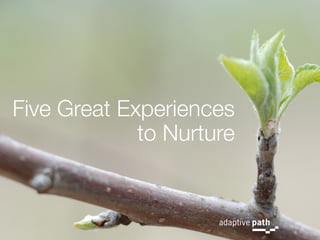 Five Great Experiences
             to Nurture
 