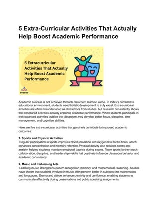 5 Extra-Curricular Activities That Boost Academic Performance and ...