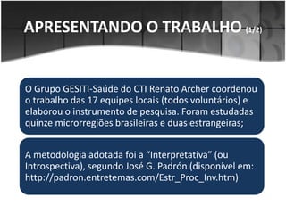 APRESENTANDO O TRABALHO (1/2)
