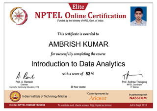 Introduction to Data Analytics-IITM