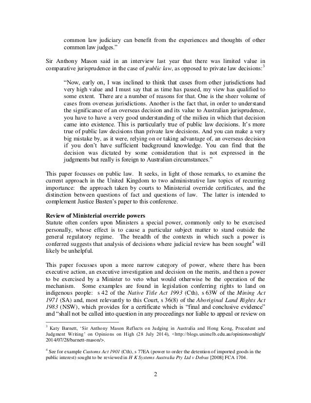 Ministerial override certificates and the law fact distinction A co…