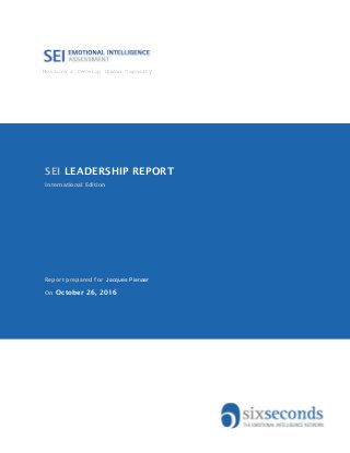 Measure & Develop Human Capacity
v
International Edition
SEI LEADERSHIP REPORT
On October 26, 2016
Report prepared for Jacques Pienaar
 