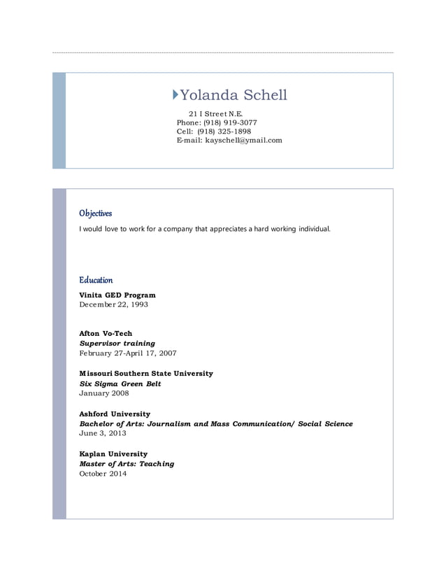 Yolanda Schell Resume | PDF