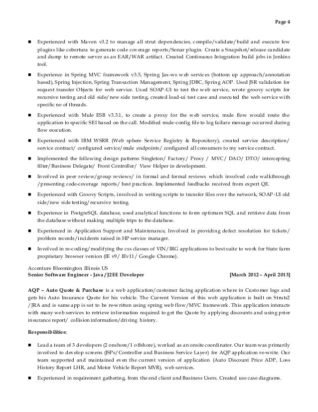 java web sphere developer resume