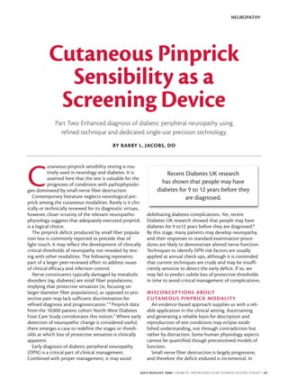 Cutaneous Pinprick Sensibility as a Screening Device Jacobs, BL, MAY ...