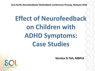 Vernice Si Toh, MBPsS
Asia Pacific Neurofeedback/ Biofeedback Conferences Penang, Malaysia 2016
 