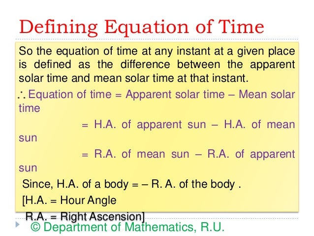 Presentation on Equation of time